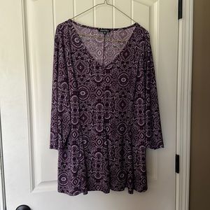 Ladies Roz & Ali purple 3/4 sleeve blouse 1X